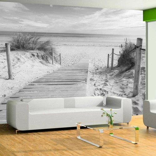  Samoljepljiva foto tapeta - On the beach - black and white 147x105