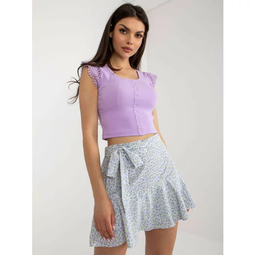 Fashion Hunters White and purple women's skirt shorts with belt