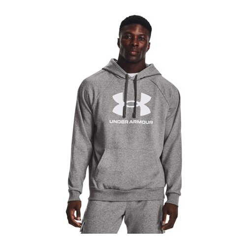Under Armour UA Rival Fleece Logo Hoodie, Castlerock Light Heather/White - S, (20798843) Cene