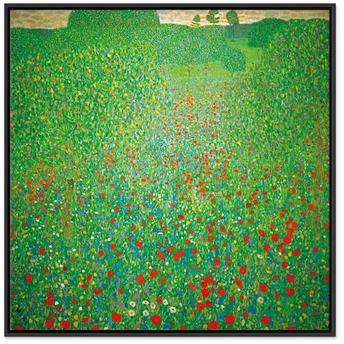 Slika - Gustav Klimt &amp;ndash; Poppy Field 60x60 U crnom drvenom okviru Slike