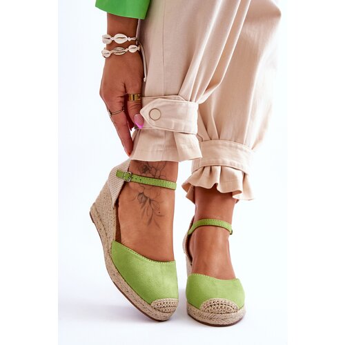 Kesi Suede Espadrilles wedge sandals Green Cammer Slike