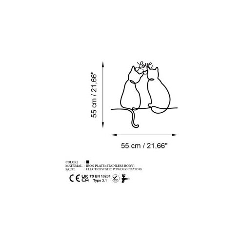 Wallity zidna dekoracija Cat 2-v2, 55x55cm, Crna Slike
