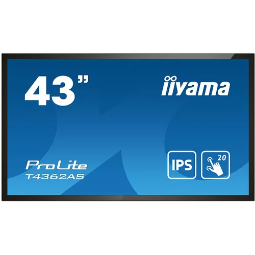 Iiyama 43&quot; All-In-One Interactive Display with Android OS, Bonded Projective Capacitive 20-Points Touch Screen, 3840x2160, 4K UHD IPS panel, AntiGlare Coated Glass, Speakers, HDMI(3x), 420cd/m2, 1200:1, 8ms, Landscape or Portrait, USB Touch Interface - T4