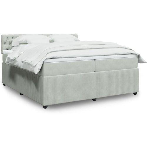 vidaXL Box spring postelja z vzmetnico svetlo siva 200x200 cm žamet Cene
