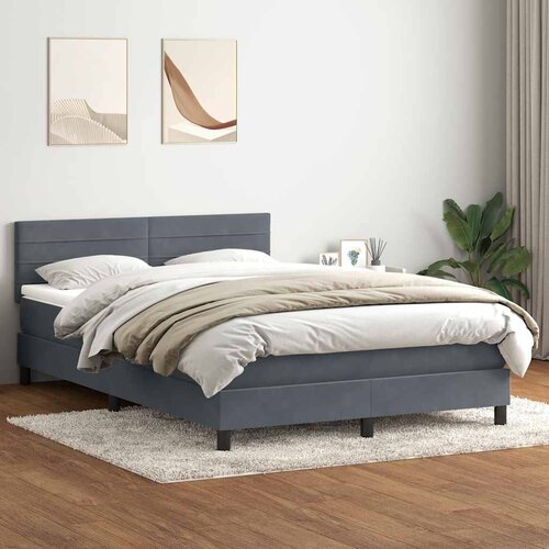 vidaXL Box Spring krevet s madracem tamno sivi 140x220 cm samt Cene