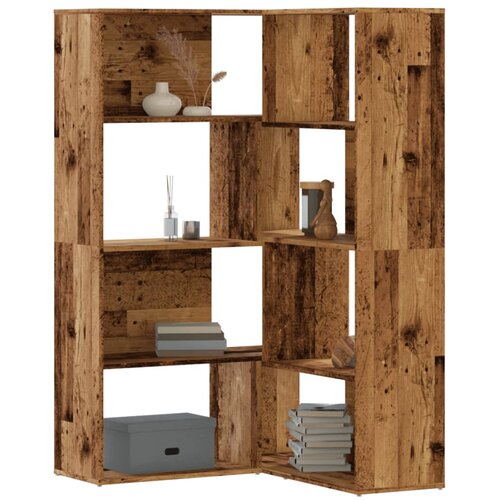  Kutni regal za knjige s 4 razine staro drvo 85x85x140cm drveni Slike