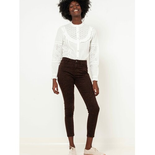 Camaieu Dark Brown Patterned Shortened Trousers - Women Cene