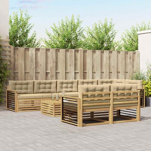  Set vanjskih sofa 9 kom. Bijela i bež Poliester 79 x 79 x 37 cm Slike