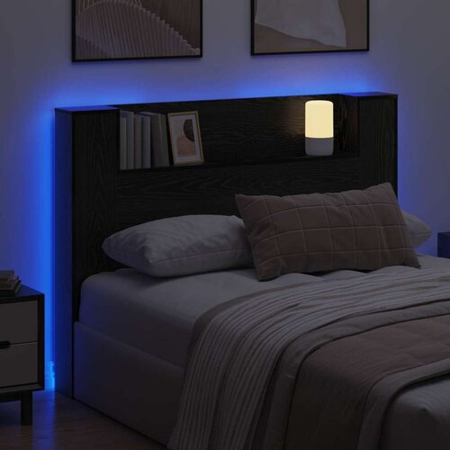  Krevetna ploča s LED-om Zidne Crni hrast 140 x 16 5 x 103 5 cm - Crni hrast 140 cm Slike