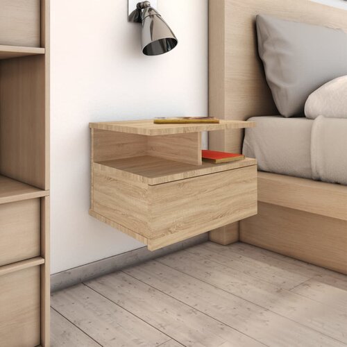 The Living Store Stenske nočne omarice 2 kosa sonoma hrast 40x31x27 cm inž. les - Stenska Nočna Omarica, (21420827) Slike