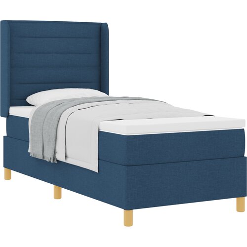vidaXL Box Spring Postelja z Blazino Modra 90x190 cm Tkanina, (22050297) Cene