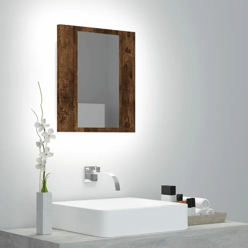 vidaXL LED kupaonski ormarić s ogledalom boja hrasta 40x12x45cm drveni