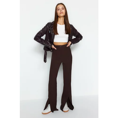 Trendyol Brown Flare Slit Detailed Woven Trousers