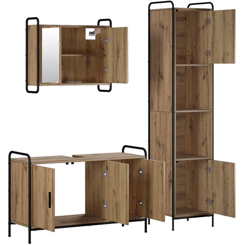  Set ormarića za kupaonicu 3 kom. Hrast artisan 40 x 36 x 181 cm Slike