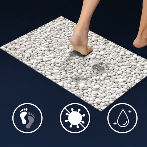 Douceur d int&amp;eacute;rieur Bijela/siva gumena kupaonska prostirka 50x80 cm Leandra &amp;ndash; Slike
