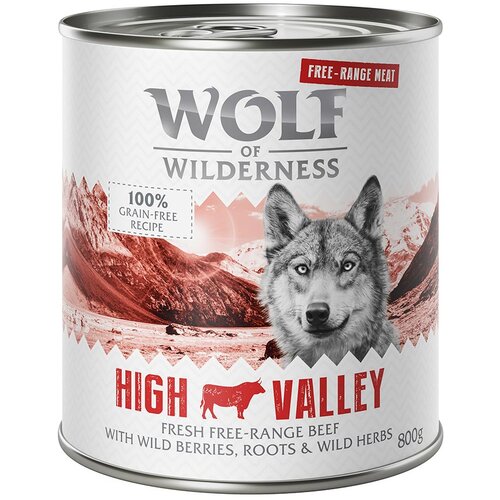 Wolf of Wilderness Varčno pakiranje &amp;quot;Free-Range Meat&amp;quot; 24 x 800 g - High Valley - govedina iz proste reje Slike