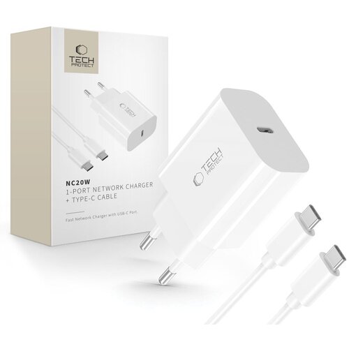 TECH-PROTECT POLNILEC NC20W PD20W 1-PORT ZA TELEFONE + KABEL TYPE-C BEL, (5000302923) Cene