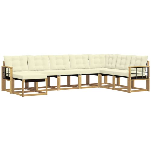 vidaXL Zunanja garnitura za sedenje z blazino 8 pcs Bela in krem, (5000281340) Cene