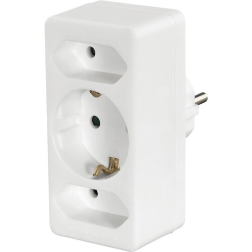 Hama 223215 trojni adapter za vtičnico, 1x ozemljena, 2x evro, bel Cene