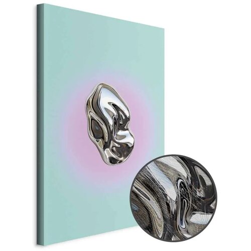  Slika - Metallic Form - Abstract Sculpture on a Mint Background with a Purple Halo 80x120 Cijene