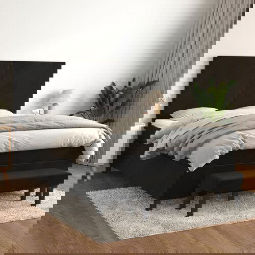 VidaXL Krevet s oprugama i madracem crni 140x200 cm bar&amp;scaron;unasti Slike