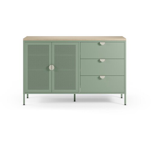 Marckeric Mentolno zelena/v naravni barvi kovinska komoda 140x90x40 cm Sayla &amp;ndash; Slike