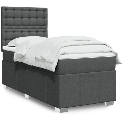 vidaXL Box spring postelja z vzmetnico temno siva 90x190 cm blago Cene