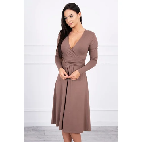 Kesi Dress cut below the bust, cappuccino with long sleeves