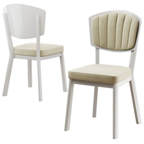 Hanah home set trpezarijskih stolica Nape 6 kom, krem tkanina Babyface, bele metalne noge Cene
