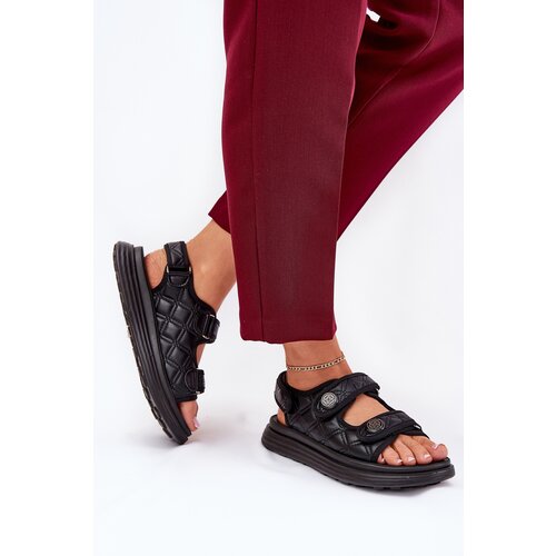 Boto Women Sandals With Decorative Details On Velcro Black Zoliner Slike