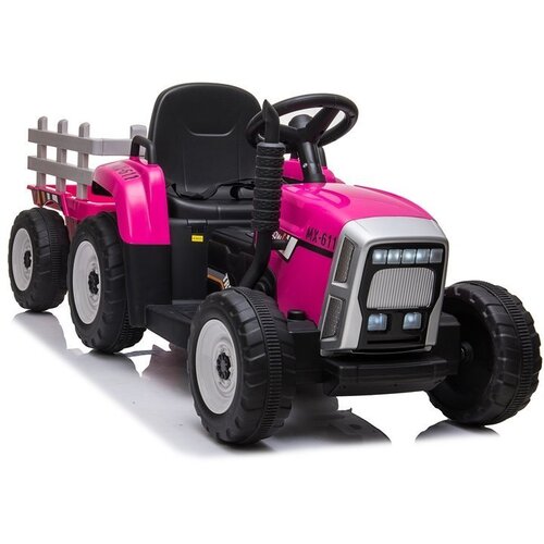 Ramiz 12V električni traktor s prikolico roza Cene