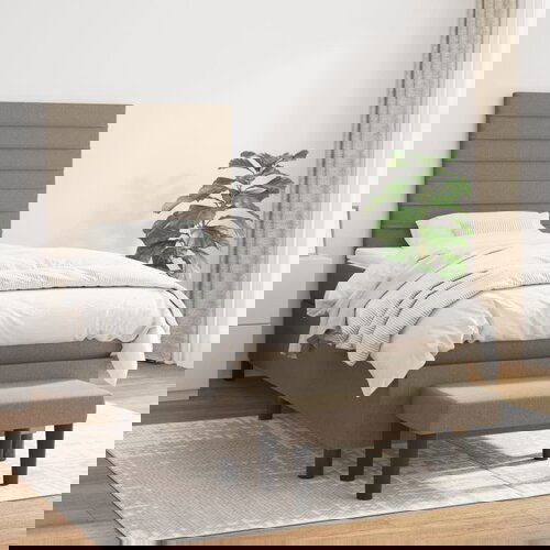 The Living Store Box spring postelja z vzmetnico taupe 80x200 cm blago - Box Spring Postelja, (21496938) Slike