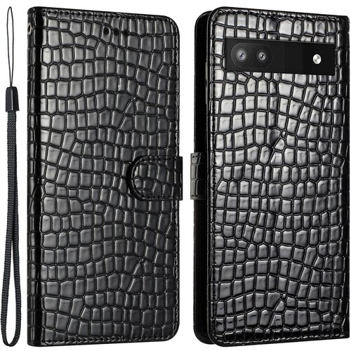 INORCO Usnjen ovitek s funkcijo stojala za Google Pixel 6a, etui za telefon Denarnica s krokodiljo teksturo s pa&amp;scaron;čkom, (22035617) Slike