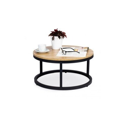 ModernHome PJJCFT0068 &amp;ndash; Okrogla mizica za kavo 60 &amp;times; 31,5 cm, kovinska konstrukcija, loft dizajn Slike