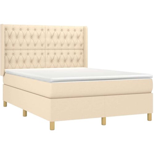  Krevet box spring s madracem LED krem 140x190 cm od tkanine Slike