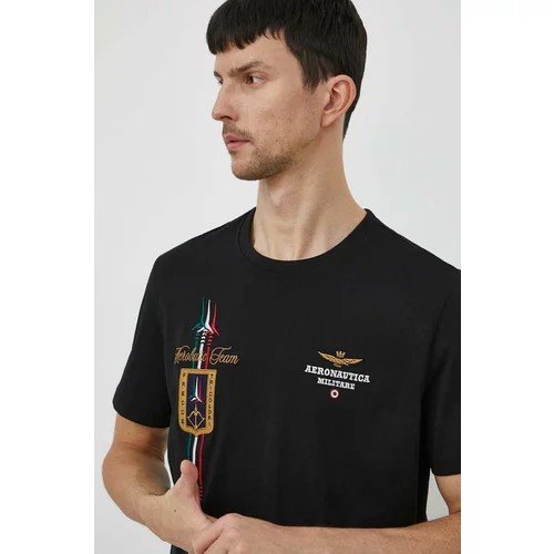 Aeronautica Militare Pamučna majica za muškarce, boja: crna, s aplikacijom