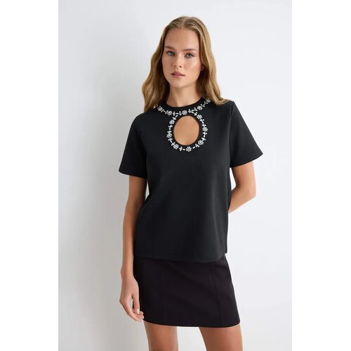 TRENDYOLMILLA ženska majica Twoaw27Ts00038, crna Cene