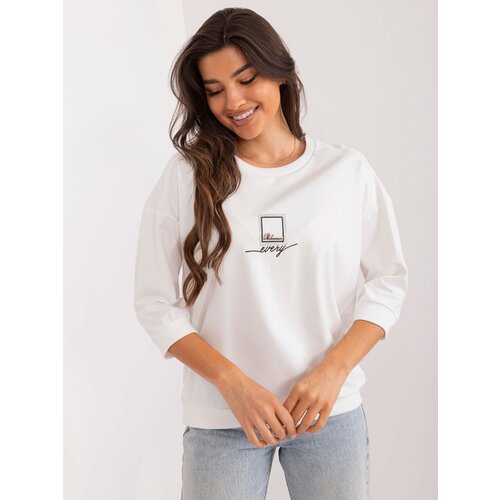 Fashion Hunters Ecru casual blouse with print Slike