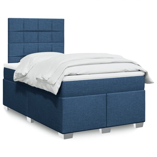 vidaXL Box spring postelja z vzmetnico modra 120x190 cm blago Cene
