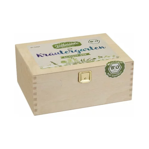 Saatgut Dillmann Zeliščni vrt - škatla s semeni S Bio - Lesena škatla