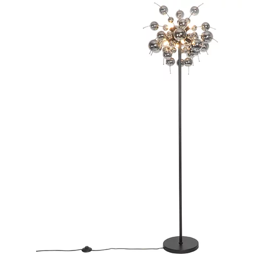 QAZQA Dizajnerska talna svetilka črna z dimnim steklom 8 lučk - Explode