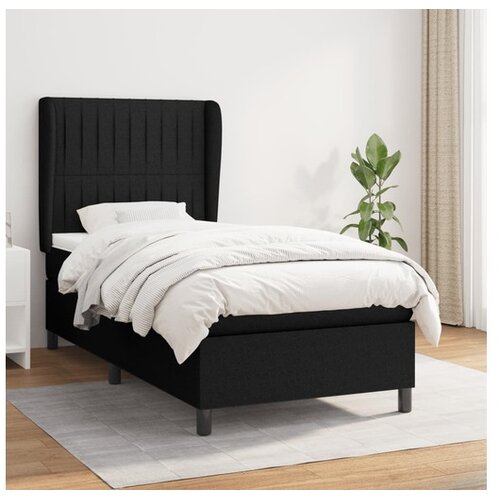  Box spring postelja z vzmetnico črna 100x200 cm blago Cene