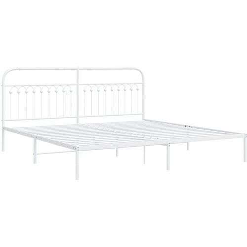 vidaXL Kovinski posteljni okvir z vzglavjem bel 200x200 cm, (21251368) Cene
