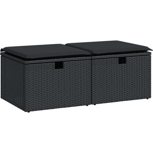 VidaXL 2-dijelni set vrtnih sofa s jastucima crni od poliratana bagrem Slike