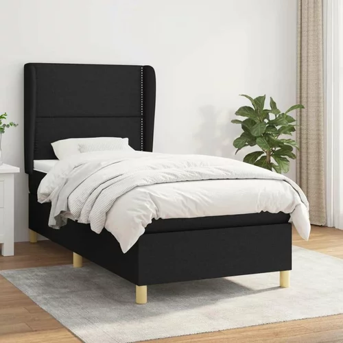 Box spring postelja z vzmetnico črna 80x200 cm blago, (20896151)