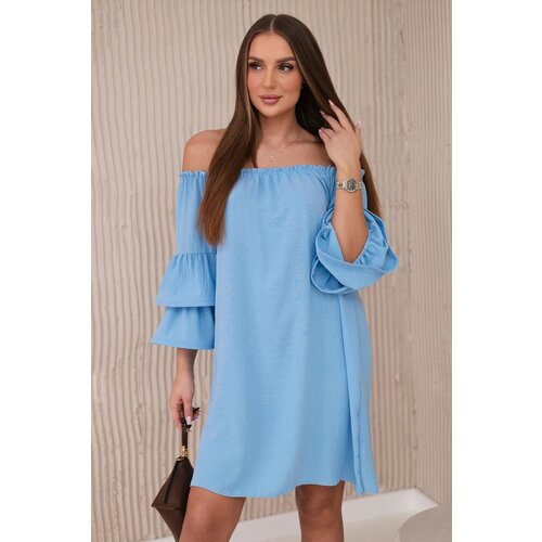 Kesi Spanish dress with pleats on the sleeve blue Cijene
