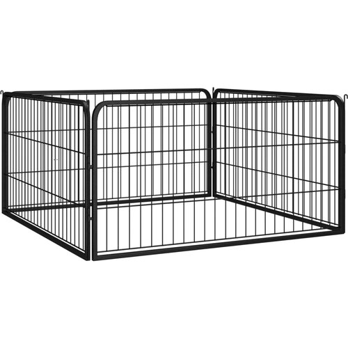  Ograda za pse s 4 panela crna 100 x 50 cm čelik obložen prahom Cene