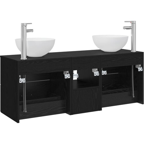  Set ormarića za kupaonicu 3 kom. Crni hrast 49,5 x 41 x 64,5 cm Slike