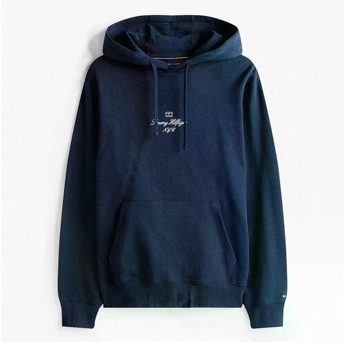 Tommy Hilfiger Puloverji OVAL GRAPHIC HOODIE Modra Slike