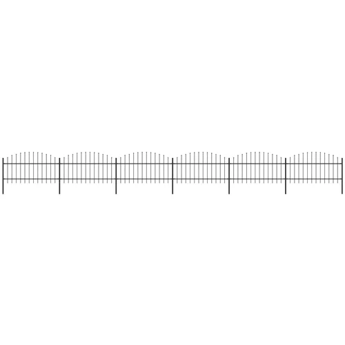 vidaXL Vrtna ograja s koničastimi vrhovi jeklo (1-1,25)x10,2 m črna